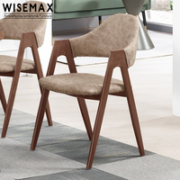 WISEMAX FURNITURE Chaise de salle à manger minimaliste en bois massif PU cuir rempli d'éponge mobilier de salle à manger chaise de loisirs pour restaurant
