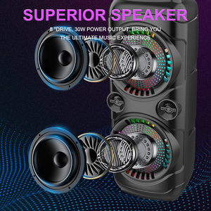 SING-E ZQS8229W Altavoz con Ruedas Doble de 8 Pulgadas, Bluetooth, para Fiestas, <span class=keywords><strong>Karaoke</strong></span>, con Luces LED Disco - Product Image 6