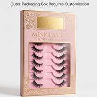 Extensions de cils en faux vison transparents, style européen et américain, 7 paires, effet allongé et comique