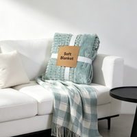 Couverture de lit unie en flanelle composite bambou, douce et moelleuse, à texture côtelée, vente en gros
