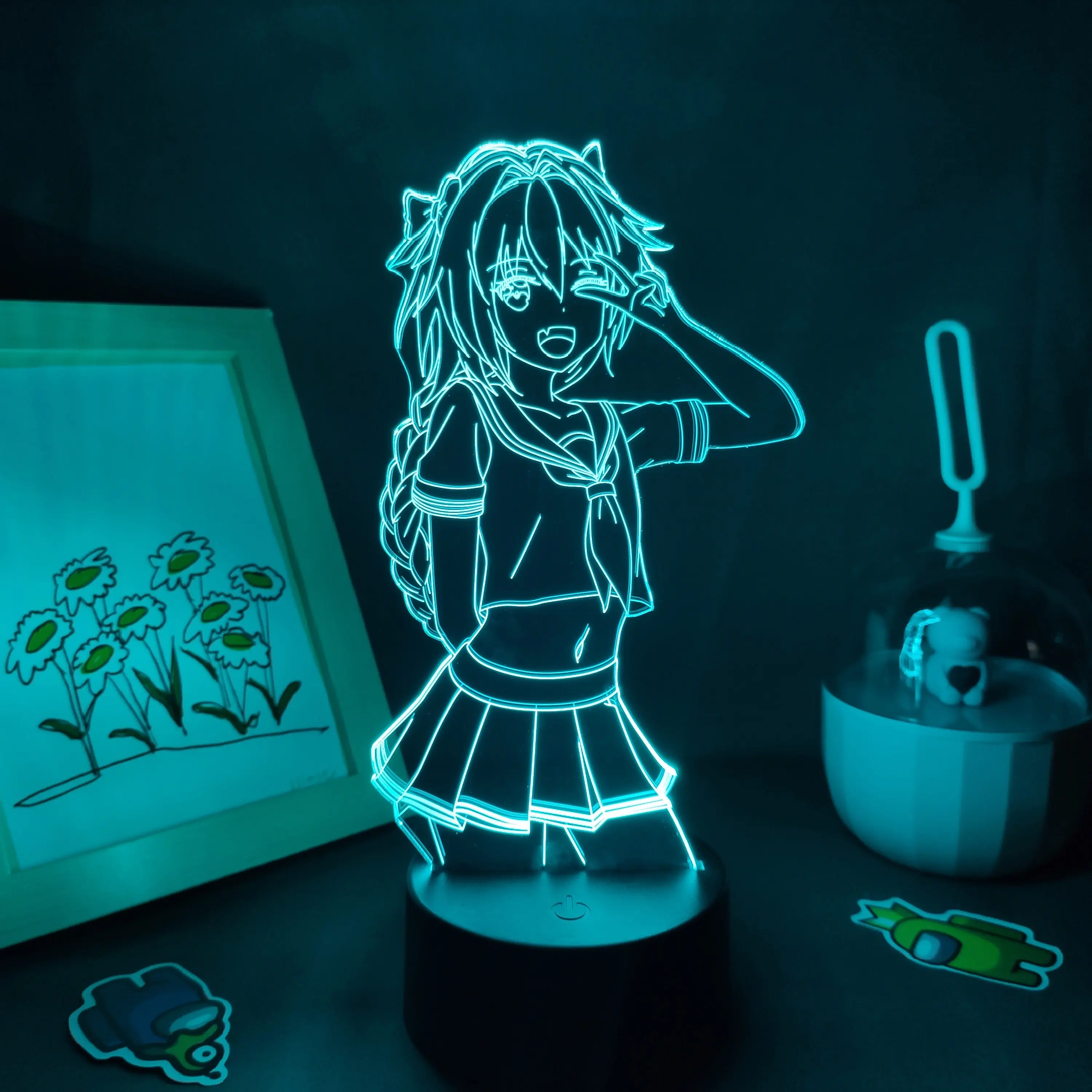 Fate Apocrypha Astolfo figura de Anime 3D lámparas Led RGB luces de noche de neón regalos para amigo colorido Manga Decoración de mesa de dormitorio