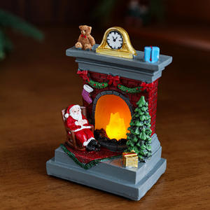 HONGHONG Noël Résine Lumineux <span class=keywords><strong>Cheminée</strong></span> Montgolfière Veilleuse Ornements Coffret Cadeau - Product Image 3