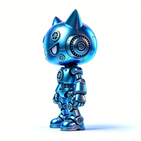 Figur Robot PVC Kustom OEM Warna Biru, Boneka Gaya Cyberpunk Cetakan Injeksi untuk Koleksi & Dekorasi Meja