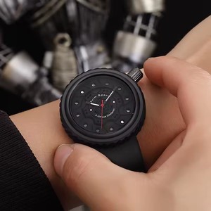 Oulm 5102 rueda de coche esfera redonda diseño hombres relojes correa de silicona reloj impermeable relojes hombre cuarzo deporte hombres relojes de pulsera - Product Image 4