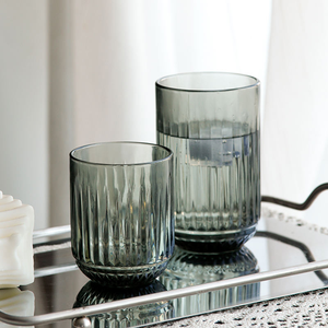 Verre à boire en verre cannelé coloré, base épaisse antidérapante, verre rétro cannelé pour jus, eau, whisky - Product Image 2