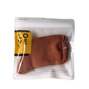 Givré zip sac durable chaussettes logo clair imprimé scellé laminé zip chaussette sac en plastique zip givré sac durable