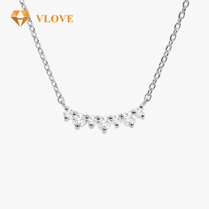 VLOVE เครื่องประดับผู้หญิงขายดีที่สุด สร้อยคอเพชรทรงเหลี่ยมธรรมชาติ 14K ทองคำ ประดับ<span class=keywords><strong>เพชร</strong></span>แบบคลัสเตอร์ ตัวเรือนแบบกรงเล็บ รับรองโดย IGI รูปทรงเรขาคณิต - Product Image 5