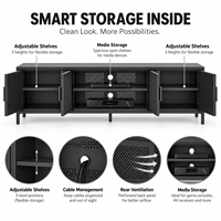 Meuble TV moderne noir en maille de haute qualité avec porte, rangement en métal, écologique, personnalisable pour salon, chambre, appartement, hôtel
