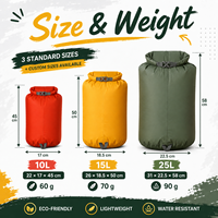Sacs de rangement unisexes légers et durables en nylon recyclé 70D avec fermeture roll-top, 10L, 15L, 25L, sacs étanches pour kayak et camping