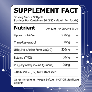 Cápsulas Blandas de Complejo de Longevidad OEM ODM con Trans-Resveratrol y Betaína, Favorecen la Energía, la Vitalidad, el Antioxidante y el Equilibrio Metabólico - Product Image 2