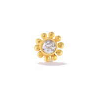 Boucles d'oreilles ROXI en argent sterling S925 avec fleur simple et diamant, labret à tête plate fileté 16G