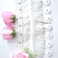 Bordure en dentelle à sequins et perles noires de 1 yard pour la confection de robes de mariée
