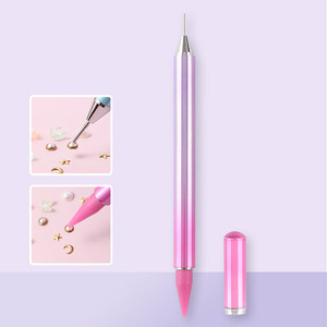 Pluma de punto de uñas de doble cabeza de Metal degradado, herramienta de manicura con diamantes de imitación, Gel de uñas, crayón de diamante, cabeza de cera, pluma de puntos para decoración de uñas - Product Image 3