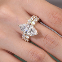 Bague de mariage et de fiançailles en or massif 18 carats avec diamant de laboratoire 5,1 carats, alliance éternelle personnalisée, bagues de couple