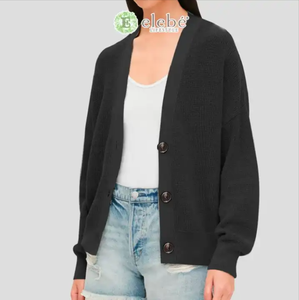 Elebe เสื้อคาร์ดิแกนแขนยาวสำหรับผู้หญิง, เสื้อสเวตเตอร์ลำลองผ้าฝ้ายสวมใส่สบายเสื้อผ้าถักแฟชั่นไซส์พิเศษ - Product Image 3