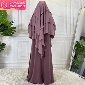 2295# New Arrival 3 Layered Women Hijab Premium Chiffon Long Hijabs Muslim Ladies Basic Shawls Matching Abaya Dresses 15 Colors