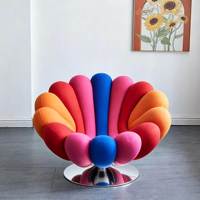 Fauteuil de salon moderne au design italien, en tissu velours coloré, fauteuil pivotant en forme d'anémone de mer pour salon, hôtel