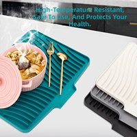 Tapis de drainage en silicone pour assiettes, avec ouverture de drainage, forme inclinée, simple, pour séchage de vaisselle et bols, avec isolation thermique