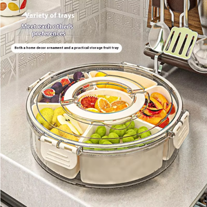 Assiette de fruits rotative Portable à six compartiments assiette de fruits secs étanche à l'humidité pour le camping en plein air boîte à collations en plastique - Product Image 2