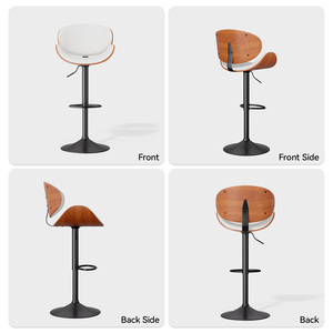 Modern PU <b>Leather</b> Swivel Back <b>Bar</b> <b>Stools</b> with Metal Base Adjustable Height Water Resistant for Home <b>Bar</b> - Product Image 2