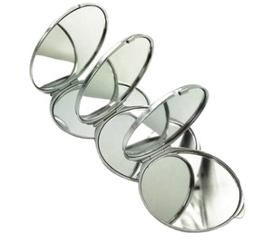 Miroir de maquillage portable en argent de différentes formes, ensemble DIY, cadeau, miroir pliable avec plaque de sublimation - Product Image 3