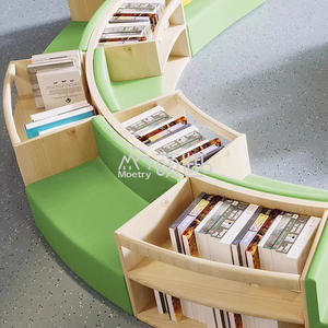 Banco de lectura curvo de madera Moetry, estantería escolar, <span class=keywords><strong>librería</strong></span> de biblioteca moderna para niños, biblioteca juvenil, centro de alfabetización - Product Image 4
