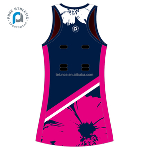 Uniformes de Netball de couleur rose et noire PURE Offre Spéciale pour la conception de robe féminine avec bavoirs - Product Image 2