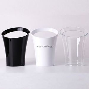Ensemble de verres à vin en plastique incassable avec seau à glace, logo personnalisé, couleur noir et blanc, pour les voyages, les mariages en plein air, les fêtes - Product Image 3
