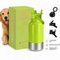 Bouteille d'eau de voyage pour chien avec bol intégré, en acier inoxydable à double paroi, 32 oz, avec logo personnalisé