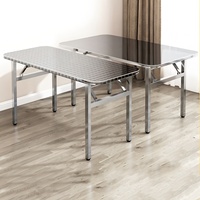 Tables de Repas Modernes Pliantes et Gain de Place, en Acier Inoxydable, avec Plateau en Époxy Anti-Corrosion, Multi-Usages pour Restaurants et Hôtels