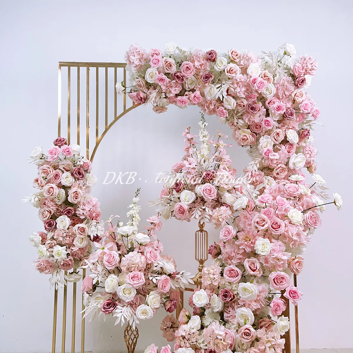 Wedding decoration pink rose row arrangement wedding tablecloth artificial flower row