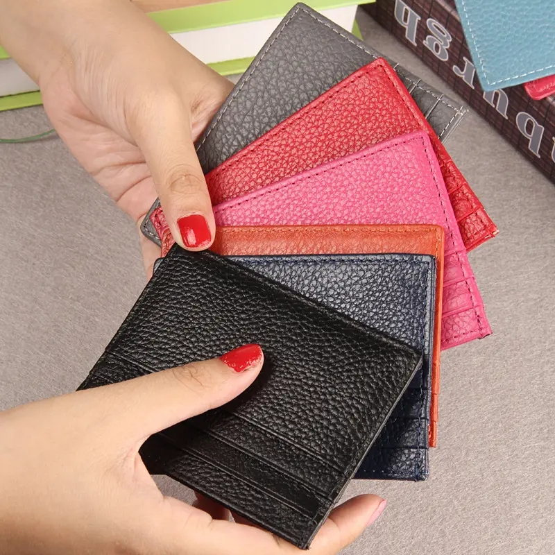 RU slim minimalist ultra thin genuine leather card holder small wallet