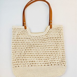 Sac fourre-tout de plage en coton tressé à la main grande capacité avec fermeture éclair, design évidé pour l'épaule, pour femme, style décontracté Tanjing - Product Image 5