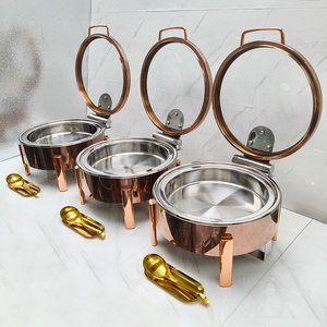 Plat de service électrique 6L en acier inoxydable et verre, couleur or rose, pour buffet, mariage, hôtel, traiteur, luxe, modèle Redondo saoudien - Product Image 3