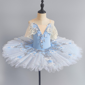 Tutú Profesional de Ballet Tipo Pancake para Niñas, Disfraz de Ballet del Lago de los Cisnes <span class=keywords><strong>Blanco</strong></span>, Falda Tutú de Bailarina para Niñas - Product Image 6