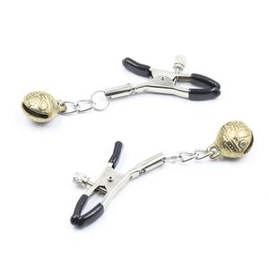 Pinzas para pezones con campanas de bronce Bondage fetiche pezón restricción Unisex Metal negro pecho juegos para adultos juguetes sexuales para parejas - Product Image 2