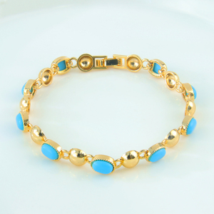 Fashion Turquoise <b>Gold</b> Plated 21k <b>Bracelet</b> Geometric Link Bohemia Style Jewelry for Women Accessories Gift - Product Image 4