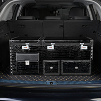 Organisateur de coffre de voiture universel, organisateur de voiture portable, organisateur d'accessoires de voiture, boîte de rangement pour voiture avec glacière en cuir pour SUV et berlines
