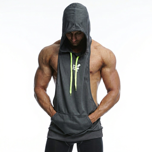เสื้อแขนกุดมีฮู้ดสำหรับผู้ชาย,เสื้อแขนกุดยิมสั่งทำ - Product Image 1