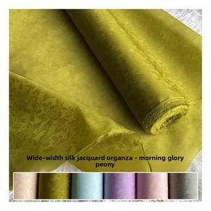 Tissu Organza Jacquard 100% <span class=keywords><strong>Soie</strong></span> <span class=keywords><strong>de</strong></span> Mûrier 12mm 140cm 58gsm, Tulle Rigide Résistant à l'Abrasion pour Vêtements Cheongsam - Product Image 1
