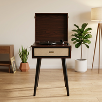 Tourne-disque vintage de conception OEM avec finition en acajou pour trois vitesses (33/45/78 tr/min)