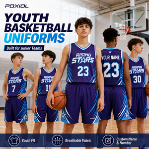 Tenues de basketball pour jeunes, ensemble maillot et short personnalisés, respirant, anti-humidité, sublimation, équipes scolaires, camps, junior - Product Image 1