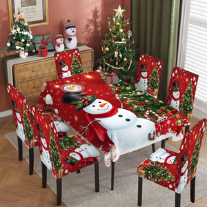 Rectangular Christmas Tablecloth Waterproof Polyester Table Cover With <b>Chair</b> Cover Sets for Kitchen <b>Dining</b> Room Holiday Party - Product Image 1