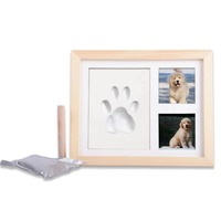 Cadre photo moderne écologique pour empreintes de pattes de chien, 40x60, couleur bois, avec kit d'empreintes en argile – Offre Spéciale