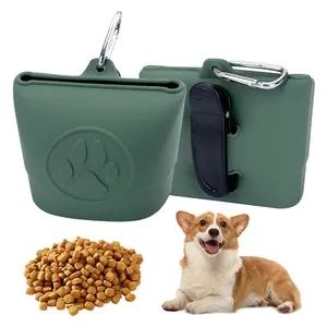 热卖硅胶狗零食袋训练宠物小狗袋口袋零食零食食品架带夹子，用于狗散步