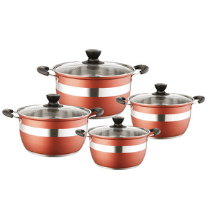 Paslanmaz Çelik 8 Parça Tencere Seti Çorba Tenceresi Sütlük Tava Kalınlaştırılmış Çift Tabanlı Modern Tasarım Üniversal - Product Image 1