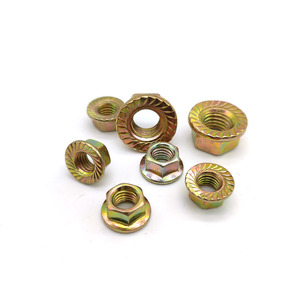 Écrou à bride en zinc couleur <span class=keywords><strong>prix</strong></span> usine de haute qualité M4 M5 M6 M7 M8 écrou de blocage à bride hexagonale moletée et filetée - Product Image 1