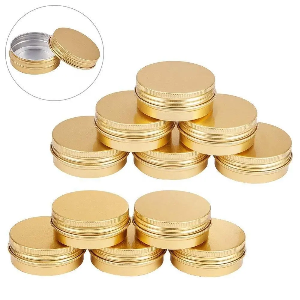 1 0z gold aluminum metal container round metal box 30ml tin cans screw top tin