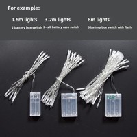 Guirnalda de Luces LED con Caja de Baterías, Luces Pequeñas para Decoración Navideña, Luces con Alimentación USB, Control Remoto, Impermeables, 8 Luces Intermitentes de Navidad