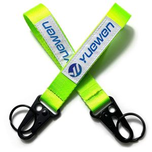 Wholesale Motorcycle Woven Keychain Fashionable Brand Fabric Keyring With Cultural Embroidery <b>Car</b> Logo Carabiner Style - Product Image 2